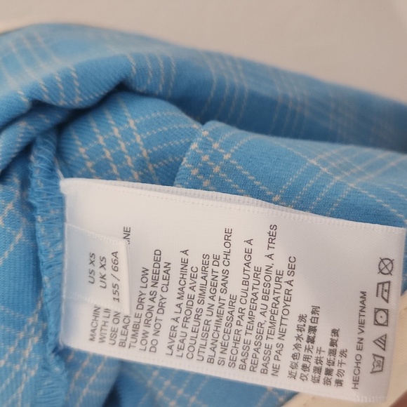 Urban Outfitters Light Baby Blue Checkered Plaid Mini Skirt Zip Up XS - Picture 4 of 7